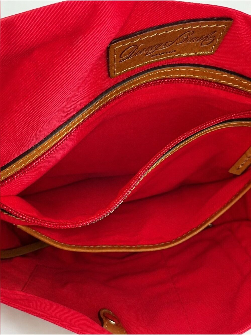 Dooney & Bourke Red Canvas Leather Satchel Handbag - Picture 8 of 10
